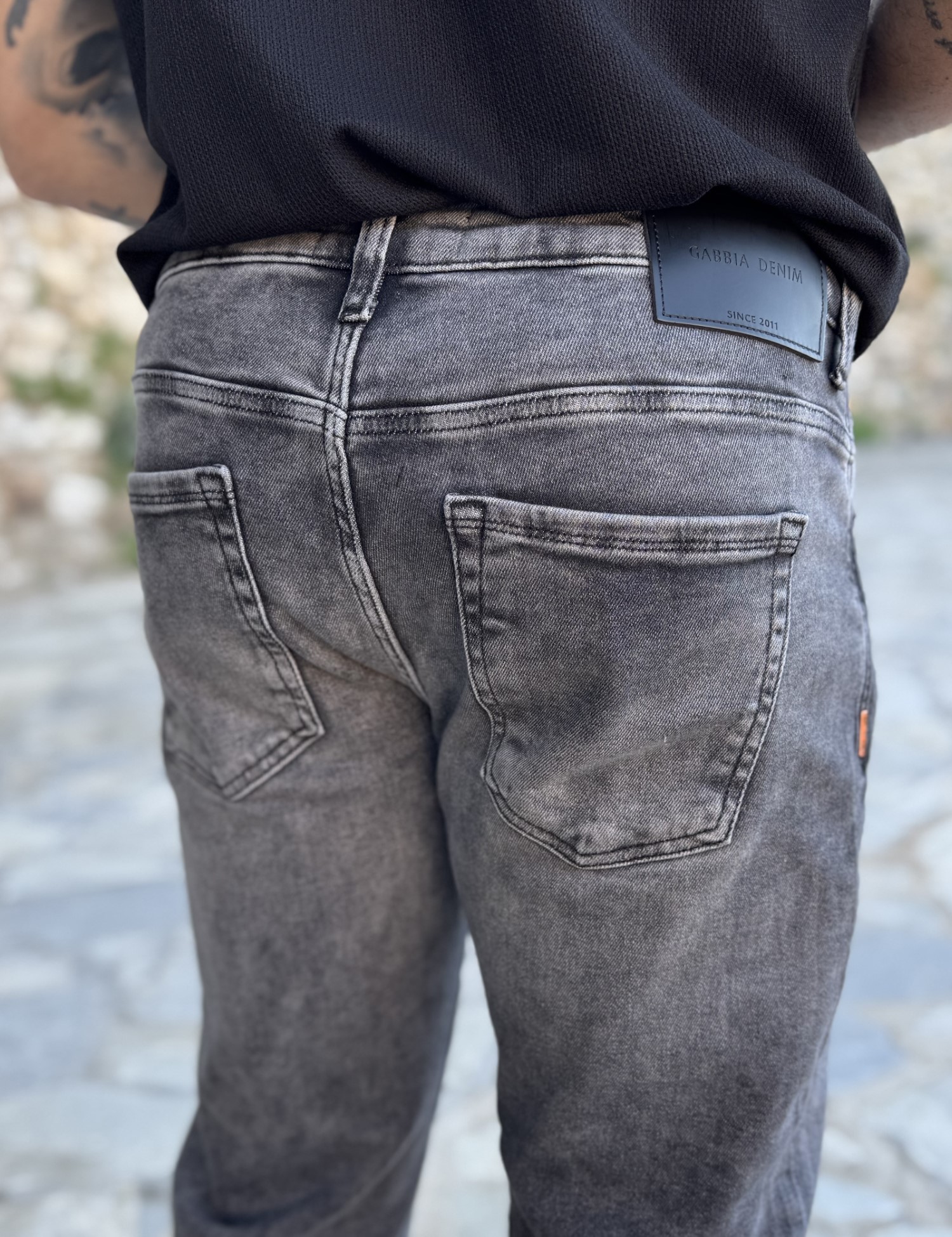 Ανδρικό γκρι τζιν ελαστικό ίσια γραμμή GB5744 φωτογραφία